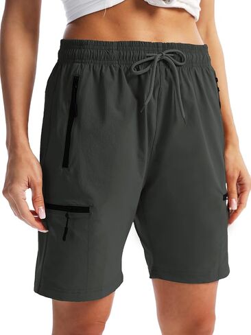 Women's Hiking Cargo Shorts with Zipper Pockets Quick Dry Lightweight Summer Shorts for Women Golf Travel in Kuwait