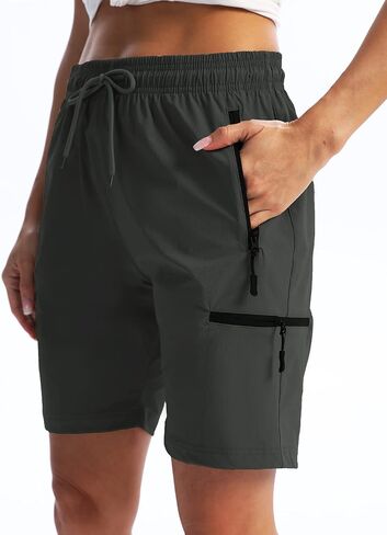 Women's Hiking Cargo Shorts with Zipper Pockets Quick Dry Lightweight Summer Shorts for Women Golf Travel in Kuwait