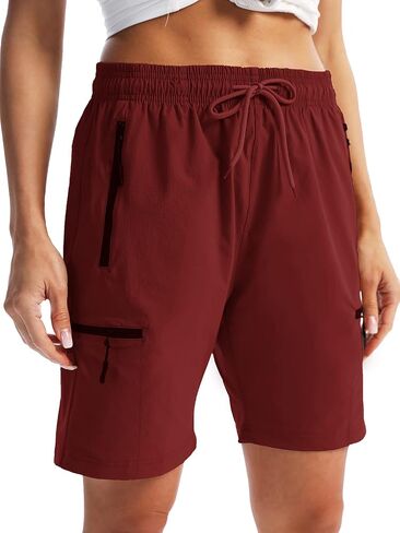 Women's Hiking Cargo Shorts with Zipper Pockets Quick Dry Lightweight Summer Shorts for Women Golf Travel in Kuwait