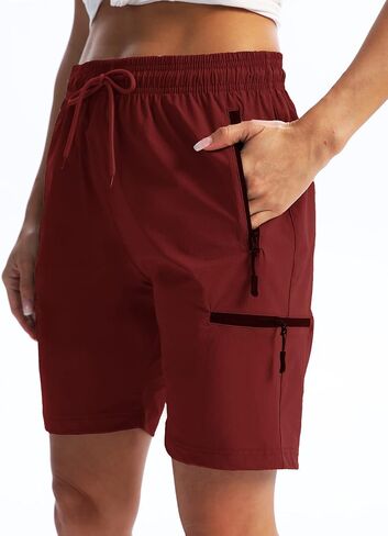 Women's Hiking Cargo Shorts with Zipper Pockets Quick Dry Lightweight Summer Shorts for Women Golf Travel in Kuwait