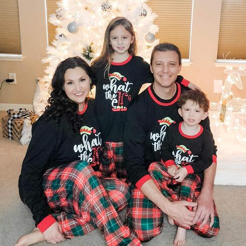 IFFEI Matching Family Pajamas Sets Christmas PJ's Letter Print Top and Plaid Pants Jammies Sleepwear in Saudi Arabia