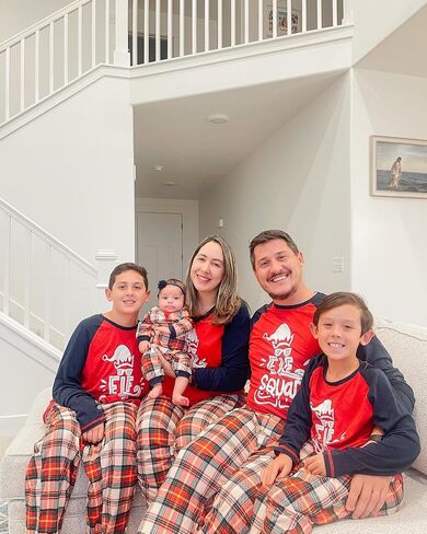 IFFEI Matching Family Pajamas Sets Christmas PJ's Letter Print Top and Plaid Pants Jammies Sleepwear in Saudi Arabia