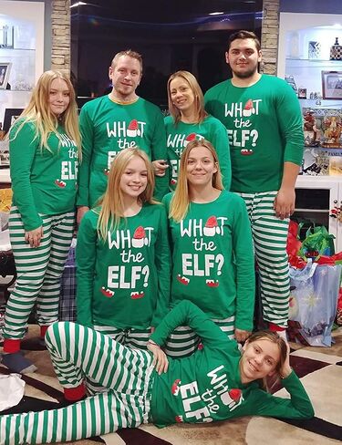 IFFEI Matching Family Pajamas Sets Christmas PJ's Letter Print Top and Plaid Pants Jammies Sleepwear in Saudi Arabia