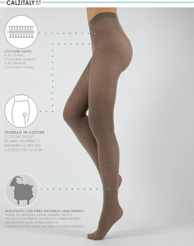 CALZITALY Woman Wool Tights, Warm Tights, Winter Pantyhose| Multicolor | S, M, L, XL | 100 DEN | Made in Italy in Kuwait