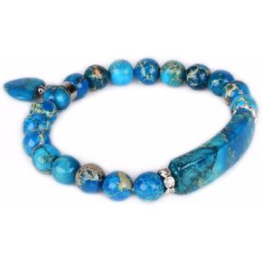 Justinstones Gem Semi Precious Gemstone Love Heart Charm Stretch Beaded Bracelet Unisex in Saudi Arabia