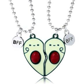 عيد الحب 2-3 قطع لطيف المغناطيسي نصف المكسور القلب كوالا الباندا محفورة bff قلادة أفضل صديق قلادة للنساء فتاة الرجال صبي جميل الحب القلب قلادة الصداقة زوجين مجوهرات للأبد in Kuwait