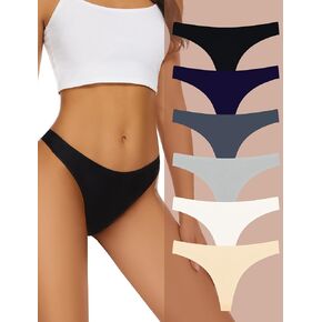 Yastouay Seamless Thongs for Women No Show Thongs Nylon Breathable Thong Stretch Womens Panties Underwear 3/5/6/10 Pack