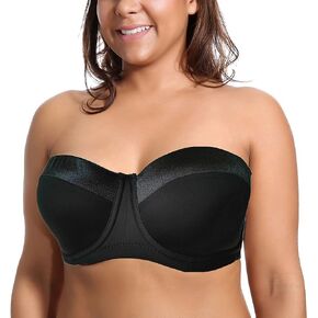 Olivachel Women's Strapless Bra 34-46 C/D/DD/E 1/2 Cup Seamless Plus Size Balconette Bra H059