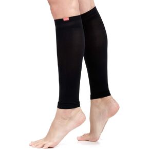 VIM & VIGR Nylon 15-20 mmHg Graduated Compression Leg Sleeves (Black Solid, Unisex 1)