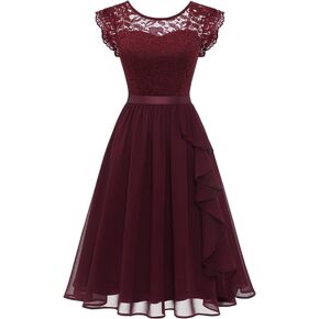 فستان وصيفة العروس للنساء من Wedtrend، فستان قصير بأكمام مرفرفة للحفلات الراقصة من الدانتيل والشيفون والصيف فستان ضيوف الزفاف in Kuwait