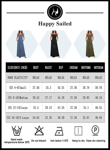 Happy Sailed Womens Summer Rompers One Piece Strapless Wide Leg Pants Smocked Jumpsuits Rompers with Pockets in Saudi Arabia