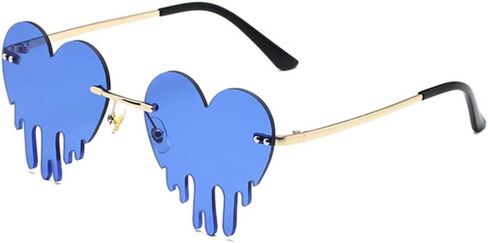 LASPOR Melting Heart Sunglasses for Women Men Rimless Love Dripping Party Glasses Gold Metal Frameless Tear Drop Eyewear in Kuwait