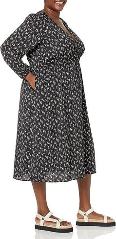 Amazon Essentials Women's Long Sleeve Wrap Midi Dress (Available in Plus Size) in Kuwait