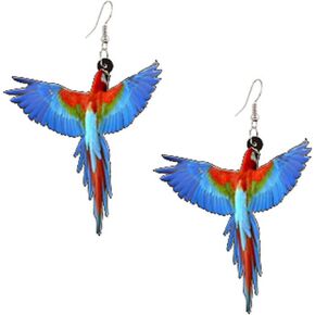MALOYANVE Acrylic Bird Earrings for Women Girls Novelty Colorful Elegant Long-tailed Parakeet Parrot Hummingbird Eagle Dangle Drop Animal Earrings Jewelry Gifts
