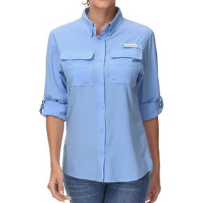 BASSDASH Women's UPF 50 Long Sleeve Fishing Hiking Button Down Shirt Performance Quick Dry FS21W