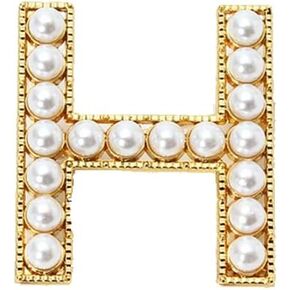 Elegant Gold Plated Simulated Pearl Initial Letter Brooch Pins for Women Girls in Saudi Arabia