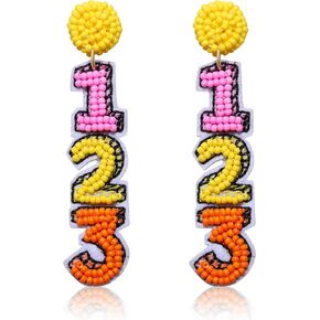 Boderier Teacher Earrings Beaded Apple ABC Pencil Dangle Earrings Preppy Colorful Beaded School Earrings Teacher Appreciation Gifts Back to School Jewelry