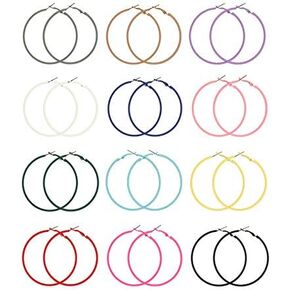 12 زوج 80s هوب أقراط ريترو متدلى أقراط نيون ملونة in Kuwait