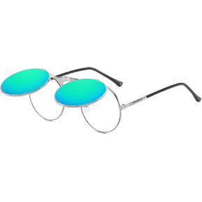 luojery Retro Round 80's Flip Up Steampunk Sunglasses Mirror Vintage Circle Sun Glasses Eyewear for Men Women