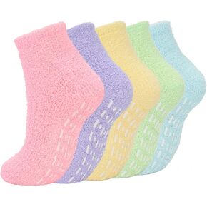 American Trends Hospital Socks Non Slip Socks with Grips for Women Fuzzy Fluffy Grippy Socks Warm Slipper Socks with Grip for Women