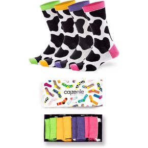 calzemie Funny Socks for Women, Colorful Birds Animal Design Cotton Crew Novelty Womens Socks, Pack of 4 in Saudi Arabia
