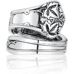 Zaoune Spoon Rings for Women Vintage Silver Sunflower Floral Boho Adjustable Thumb Jewelry in Kuwait