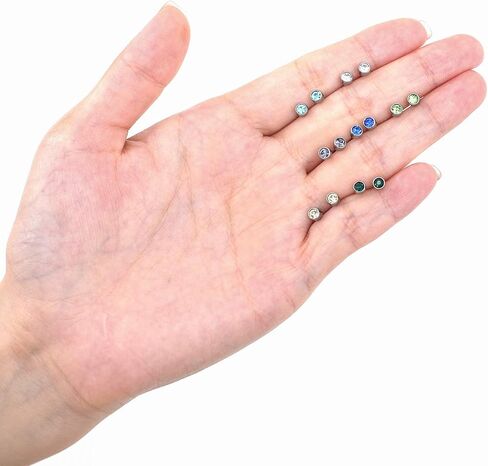 Tornito 7-14 Pairs الفولاذ المقاوم للصدأ تشيكوسلوفاكيا وأقراط للنساء متعدد الألوان زركون الغضروف اللولب طقم من الحلقان برغي 4 مللي متر in Kuwait