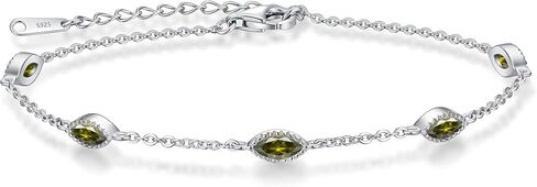 CDE Birthstone Bracelet for Women 925 Sterling Silver Charm Link Evil Eye Gothic Black Angle Eye Bracelet with Cubic Zirconia Anniversary Birthday Valentine's Day Jewelry Gifts for Women Wife Girlfriend Her in Saudi Arabia