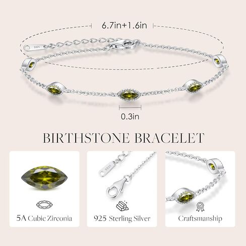 CDE Birthstone Bracelet for Women 925 Sterling Silver Charm Link Evil Eye Gothic Black Angle Eye Bracelet with Cubic Zirconia Anniversary Birthday Valentine's Day Jewelry Gifts for Women Wife Girlfriend Her in Saudi Arabia