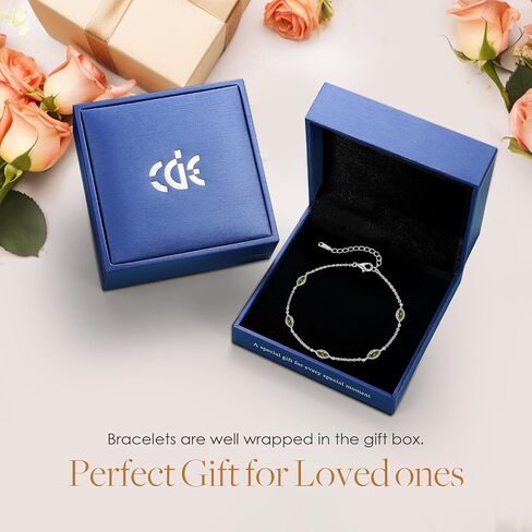 CDE Birthstone Bracelet for Women 925 Sterling Silver Charm Link Evil Eye Gothic Black Angle Eye Bracelet with Cubic Zirconia Anniversary Birthday Valentine's Day Jewelry Gifts for Women Wife Girlfriend Her in Saudi Arabia