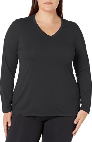 Just My Size Women's Plus Size Active Cooldri Long Sleeve V-Neck Tee in Kuwait