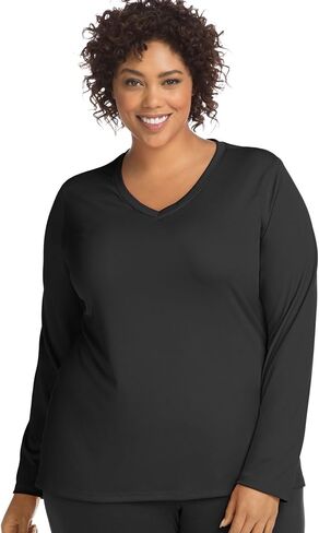 Just My Size Women's Plus Size Active Cooldri Long Sleeve V-Neck Tee in Kuwait