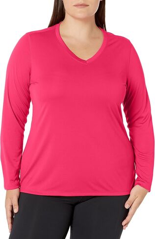 Just My Size Women's Plus Size Active Cooldri Long Sleeve V-Neck Tee in Kuwait