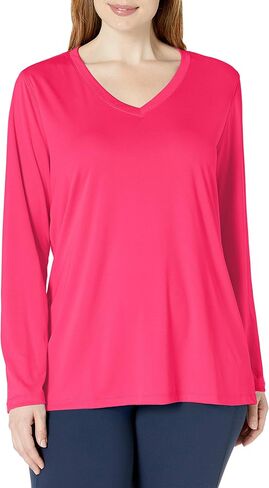 Just My Size Women's Plus Size Active Cooldri Long Sleeve V-Neck Tee in Kuwait