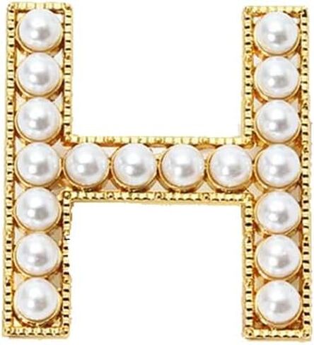 Elegant Gold Plated Simulated Pearl Initial Letter Brooch Pins for Women Girls in Kuwait