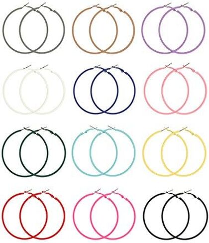 12 زوج 80s هوب أقراط ريترو متدلى أقراط نيون ملونة in Kuwait