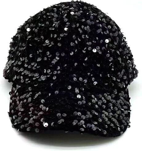 قبعة بيسبول نسائية لامعة من الترتر، قبعة بيسبول لامعة من الترتر، قبعة بيسبول مرصعة بالترتر للنساء، قبعة رياضية براقة للنساء، قبعة رياضية بلون اسود، مقاس واحد, أسود, مقاس واحد in Kuwait
