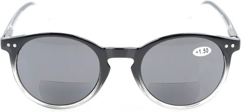 Eyekepper Key Hole Style Spring-Hinged Round Bifocal Sunglasses Sunshine Readers Black-Clear +1.00 in Kuwait