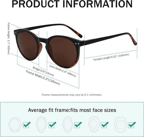 Eyekepper Key Hole Style Spring-Hinged Round Bifocal Sunglasses Sunshine Readers Black-Clear +1.00 in Kuwait