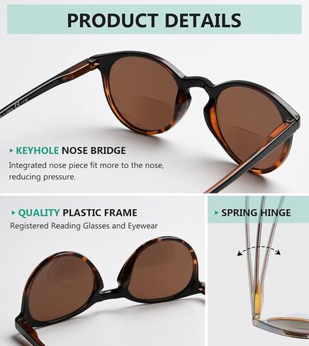 Eyekepper Key Hole Style Spring-Hinged Round Bifocal Sunglasses Sunshine Readers Black-Clear +1.00 in Kuwait