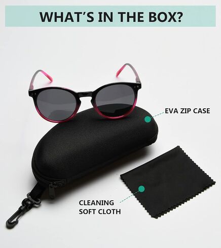 Eyekepper Key Hole Style Spring-Hinged Round Bifocal Sunglasses Sunshine Readers Black-Clear +1.00 in Kuwait