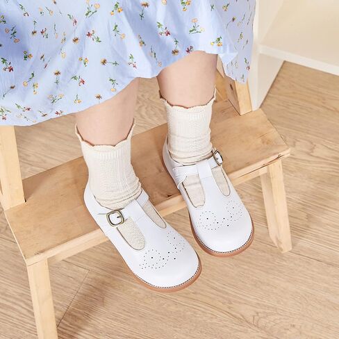 GINFIVE Toddler Girls Mary Jane School Oxford Dress Flat Shoes for Wedding | Wide toe box, Hook and Loop, School Uniform Shoes for Party, Formal, Daily Wear in Saudi Arabia