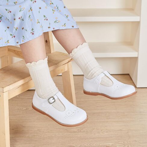GINFIVE Toddler Girls Mary Jane School Oxford Dress Flat Shoes for Wedding | Wide toe box, Hook and Loop, School Uniform Shoes for Party, Formal, Daily Wear in Saudi Arabia