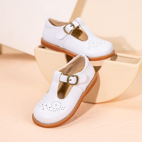 GINFIVE Toddler Girls Mary Jane School Oxford Dress Flat Shoes for Wedding | Wide toe box, Hook and Loop, School Uniform Shoes for Party, Formal, Daily Wear in Saudi Arabia