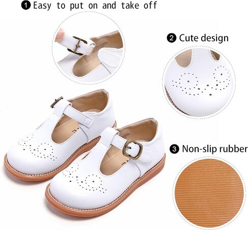 GINFIVE Toddler Girls Mary Jane School Oxford Dress Flat Shoes for Wedding | Wide toe box, Hook and Loop, School Uniform Shoes for Party, Formal, Daily Wear in Saudi Arabia