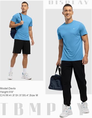 TBMPOY Men's Hiking Shirts Short Sleeve Athletic Dry Fit Waterproof Shirts Running Gym Active Performance T Shirts in Kuwait