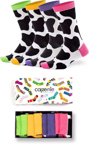 calzemie Funny Socks for Women, Colorful Birds Animal Design Cotton Crew Novelty Womens Socks, Pack of 4 in Saudi Arabia
