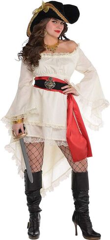 amscan Pirate Maiden Dress - White - Standard Size - 1 Pc in Saudi Arabia