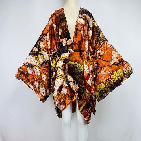 Summer Beach Cover up Women Cardigan Fashion Sexy Boho African Holiday Party Long Sleeve Silk Feeling Robe Kimono Kaftan in Kuwait