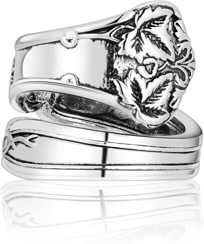 Zaoune Spoon Rings for Women Vintage Silver Sunflower Floral Boho Adjustable Thumb Jewelry in Kuwait